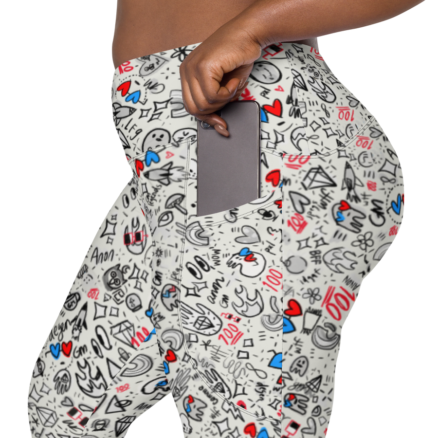 LIGHT ANON PRINT POCKET LEGGINGS