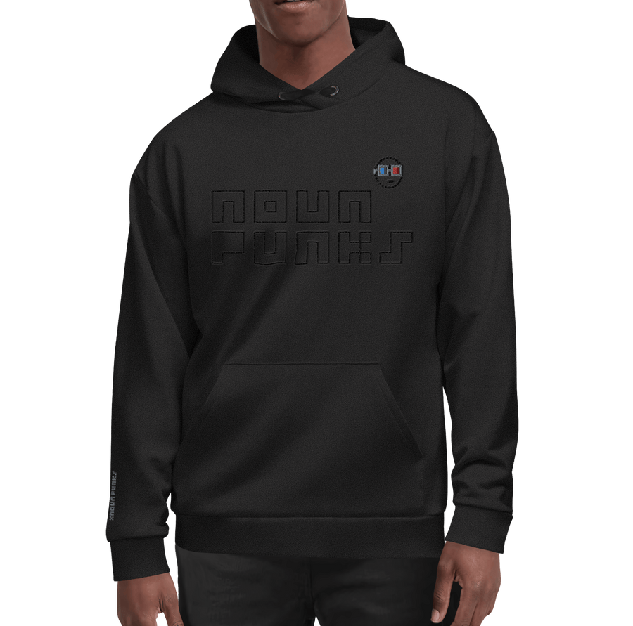 x NOUN PUNKS MINIMALIST BLACK-ON-BLACK 3D HOODIE